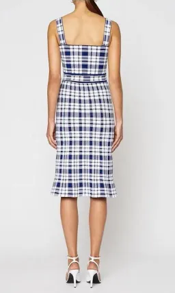 Scanlan Theodore Crepe Knit Check Dress Blue Print Size XS / Au 6 for rent on The Volte - image 2