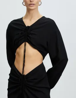 Christopher Esber Ruched Disconnect Shirt Dress Black Size 10 / M for rent on The Volte - image 2