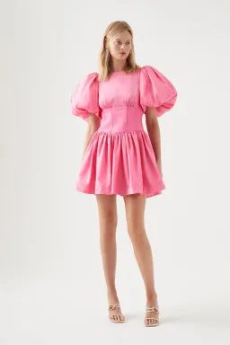 Aje Gianna Puff Sleeve Mini Dress French Rose Pink Size 10 / M for rent on The Volte - image 1