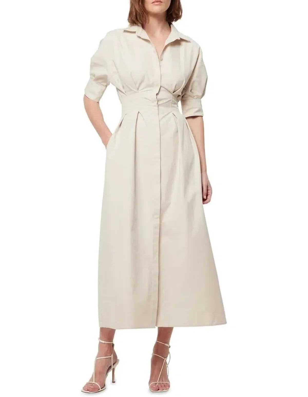 Mossman The Time Off Dress Canvas Beige Size 8  for rent on The Volte - main image
