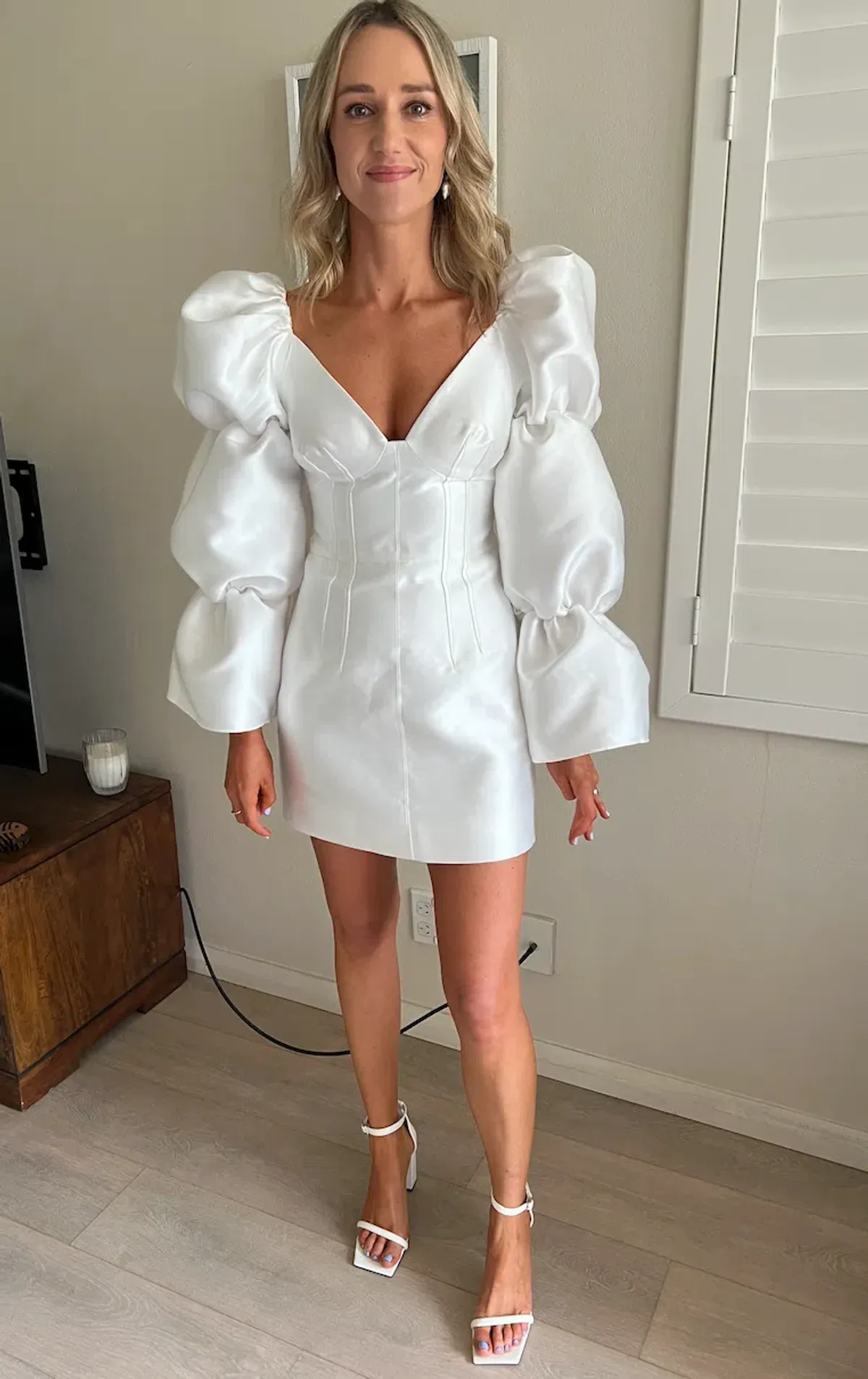 Khirzad Femme Solaro Mini Dress White Size 8 for rent on The Volte - main image