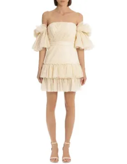 Acler Cooper Mini Dress Cream Size 8  for rent on The Volte - image 1