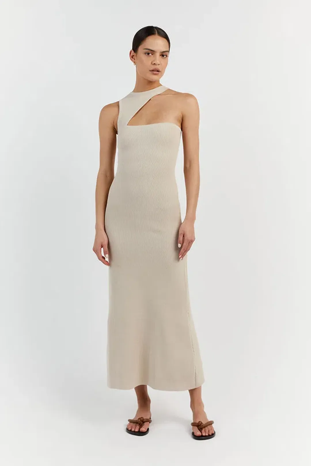 Dissh Adalyn Asym Midi Dress Stone Size 10 / M for rent on The Volte - main image