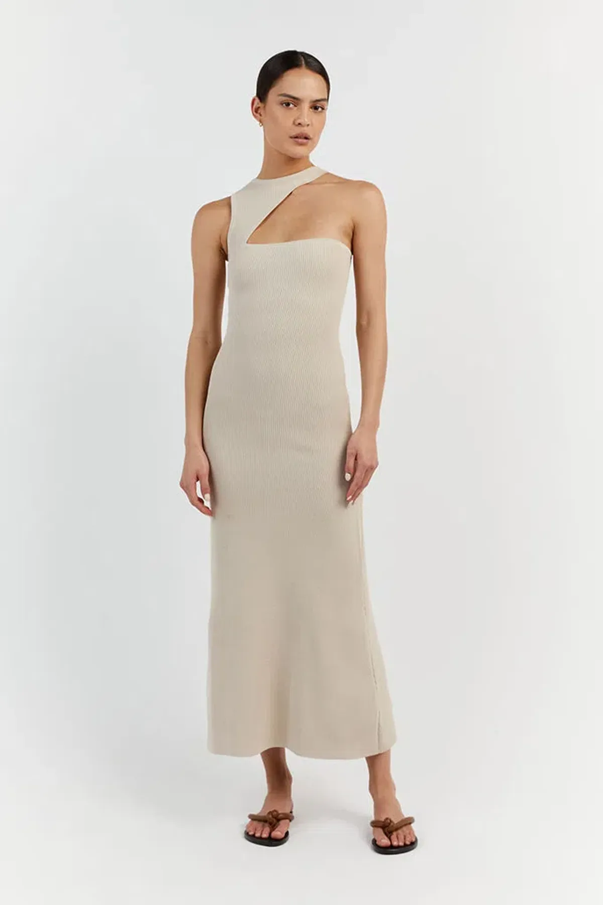Dissh Adalyn Asym Midi Dress Stone Size 10 / M for rent on The Volte - main image