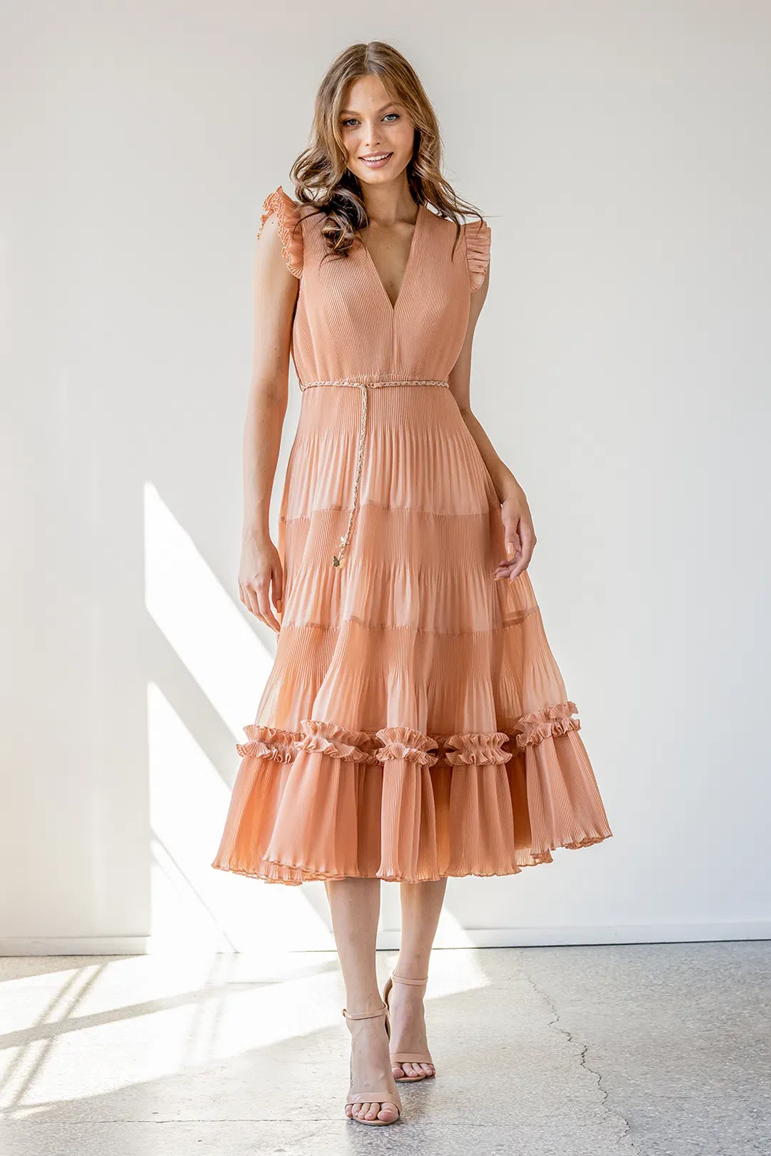 Zimmermann Pleated Midi Dress Lipstick Size 3/ Au 14 for rent on The Volte - main image
