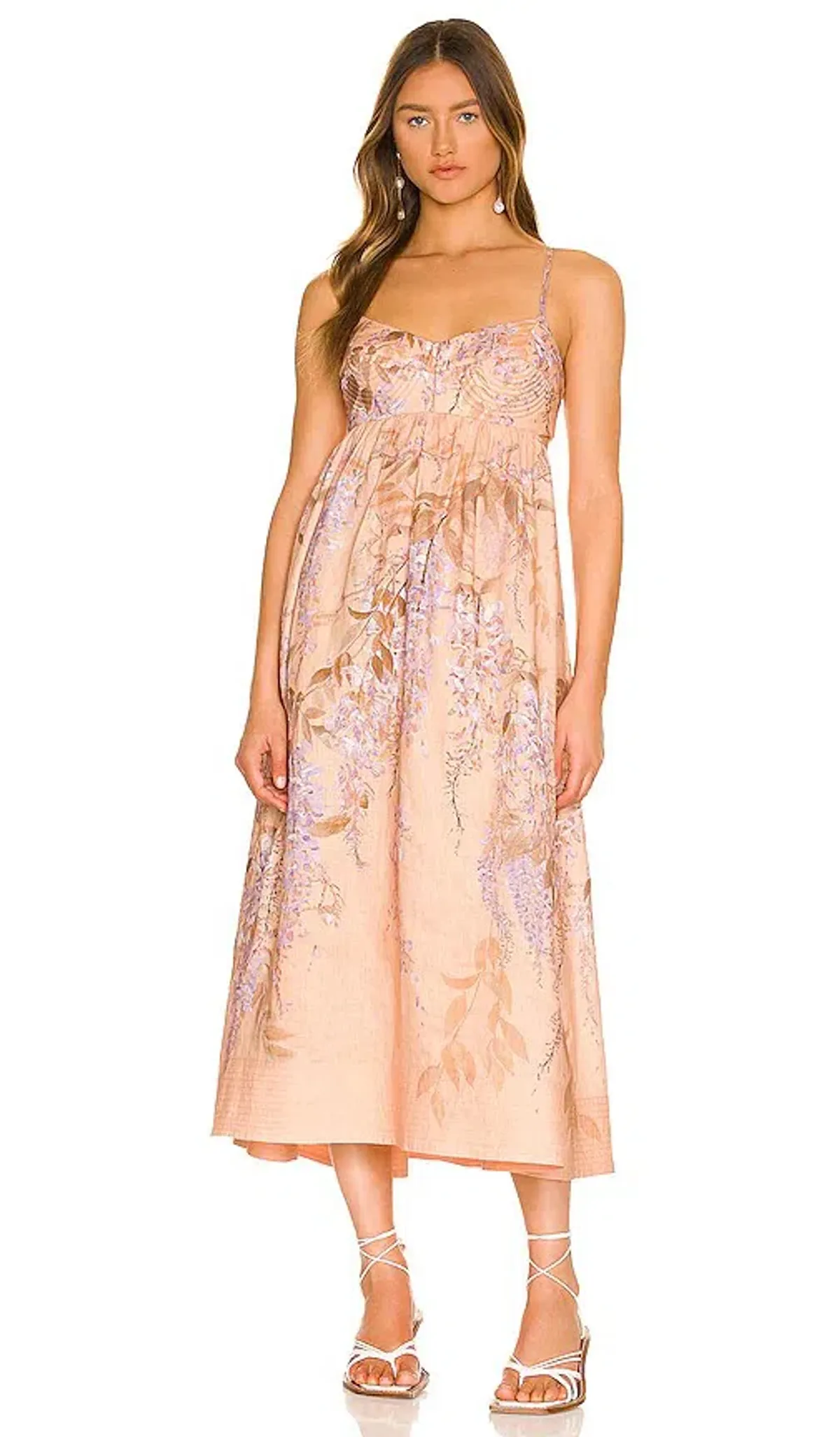 Zimmermann  Rosa Bralette Midi Dress in Lilac Wisteria Floral Size 3/Au 14 for rent on The Volte - main image