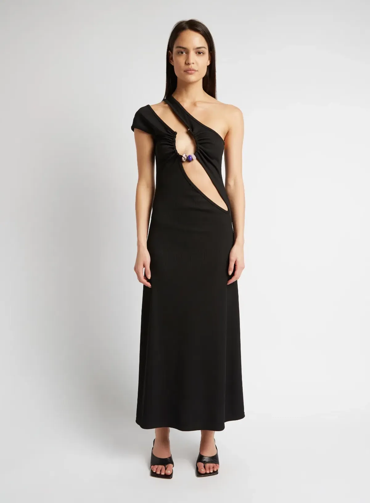 Christopher Esber Quartz Split Ruched Tank Dress Black Size 8 for rent on The Volte - main image