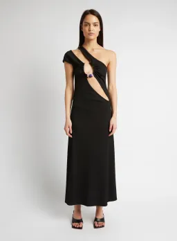 Christopher Esber Quartz Split Ruched Tank Dress Black Size 8 for rent on The Volte - image 1