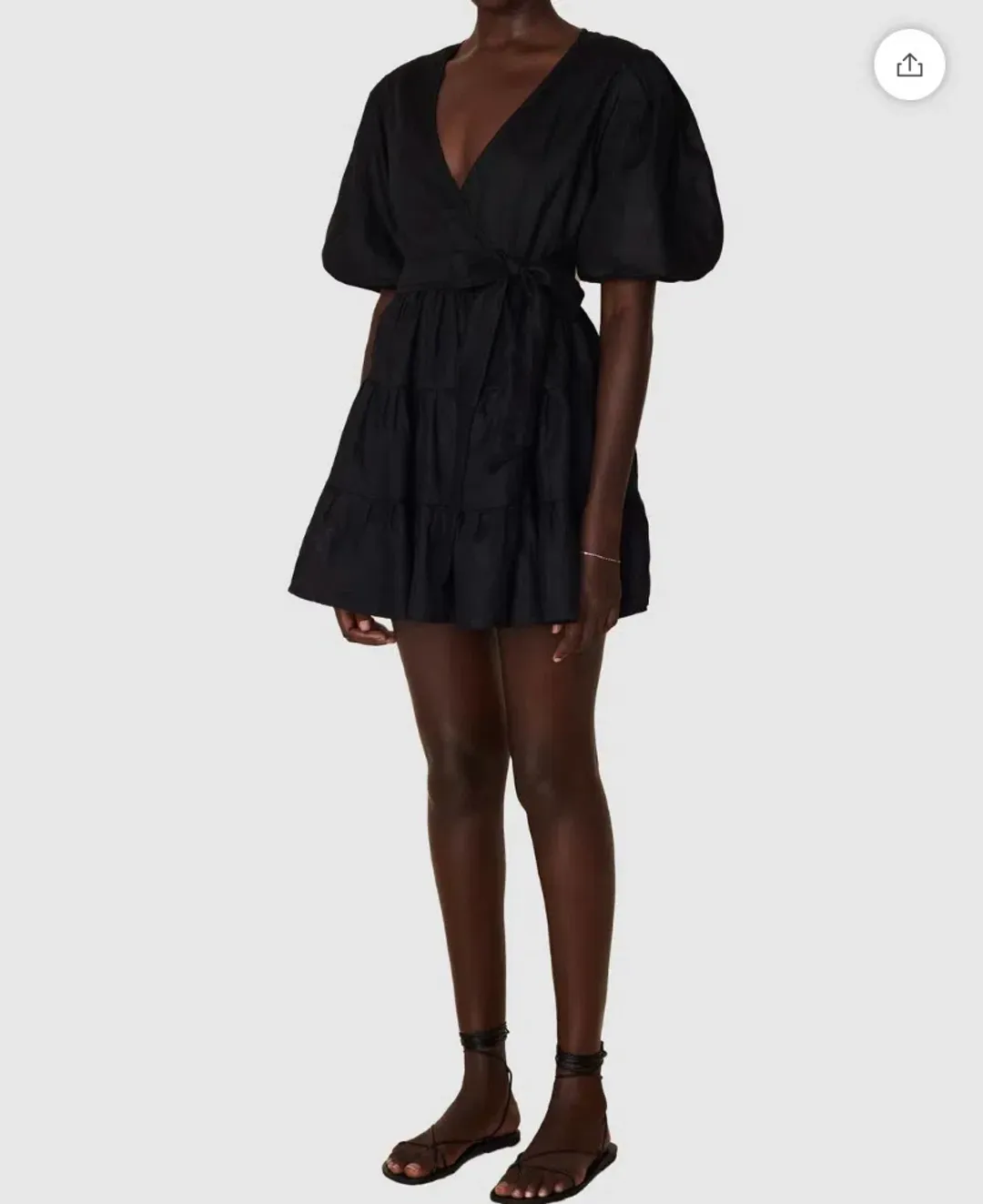 Faithfull the Brand Rooney Wrap Mini Dress Black Size 8  for rent on The Volte - main image