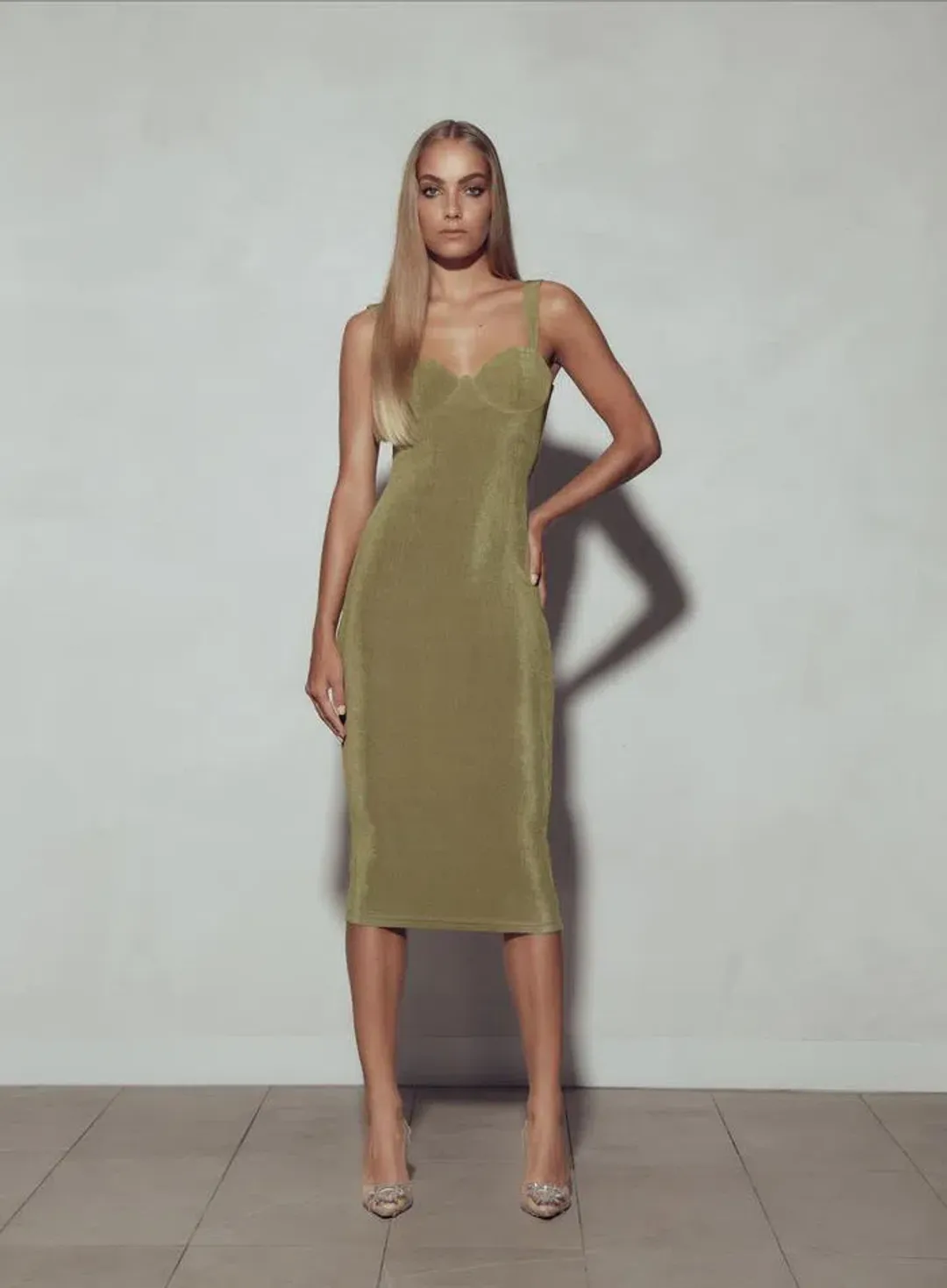 Kianna Hailey Dress Olive Size 10 for rent on The Volte - main image