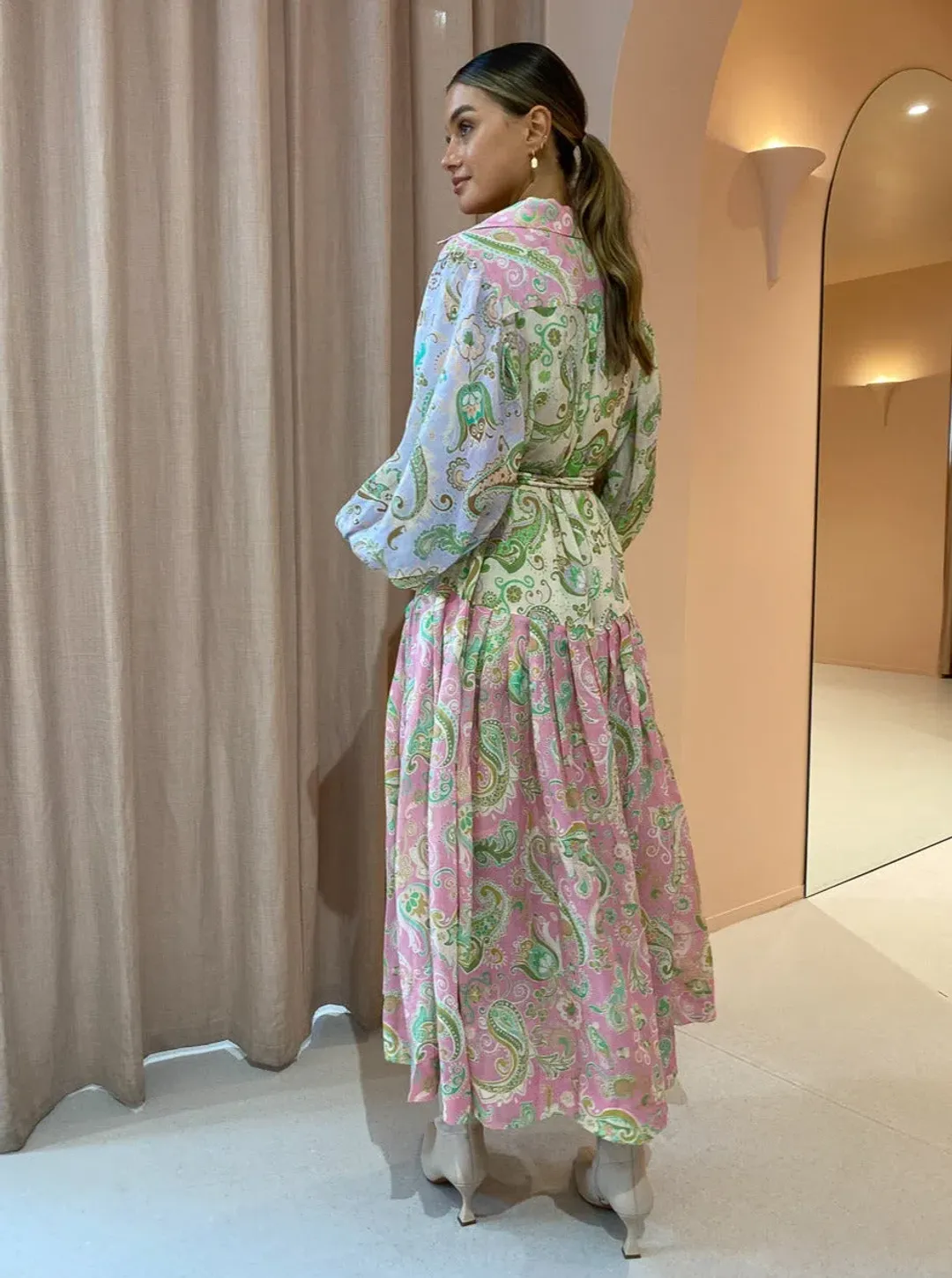 Alemais Marta Patchwork Shirt Dress Multi Size 8  for rent on The Volte - main image