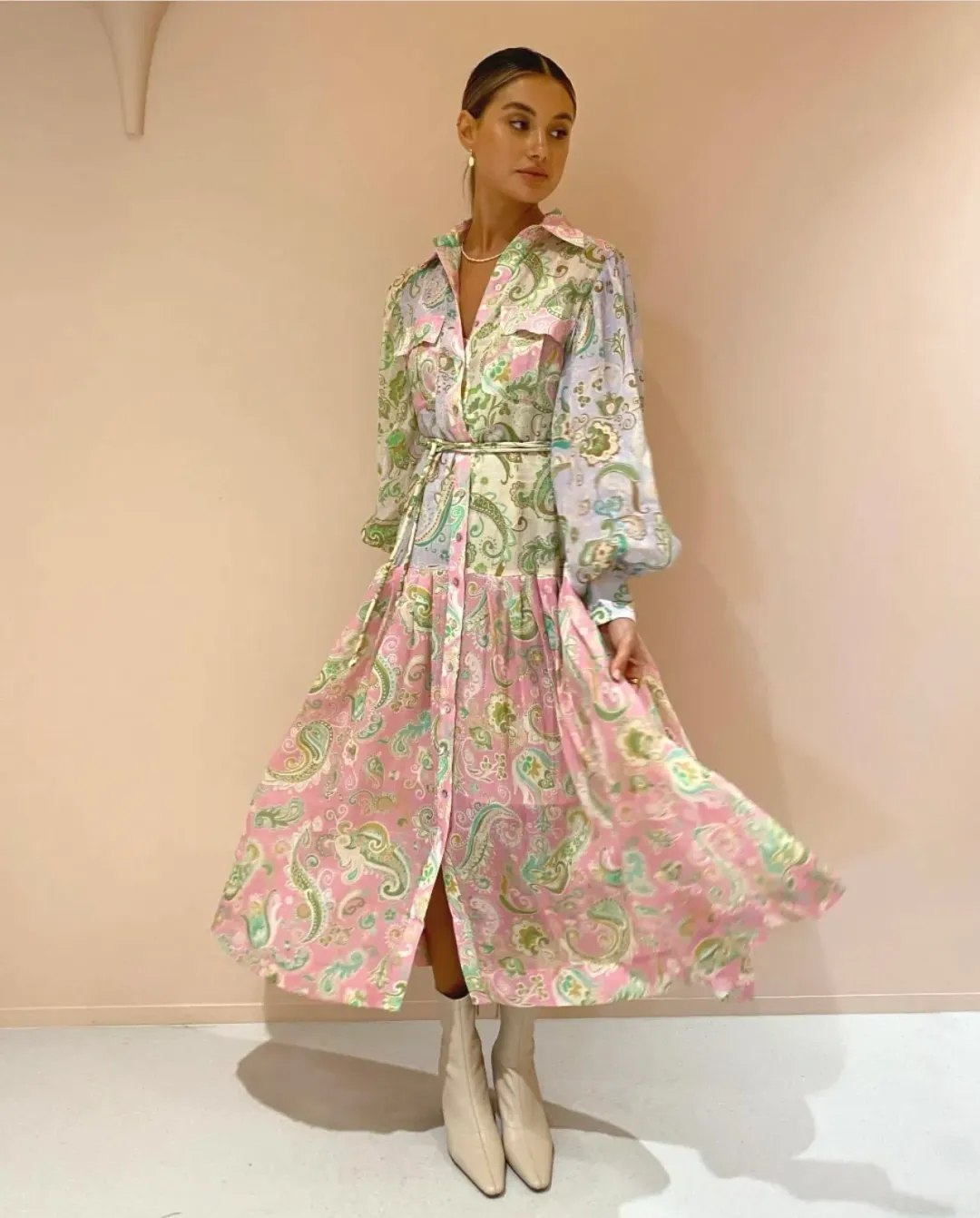 Alemais Marta Patchwork Shirt Dress Multi Size 8  for rent on The Volte - main image