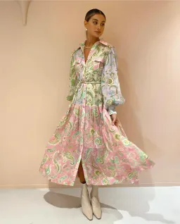 Alemais Marta Patchwork Shirt Dress Multi Size 8  for rent on The Volte - image 1