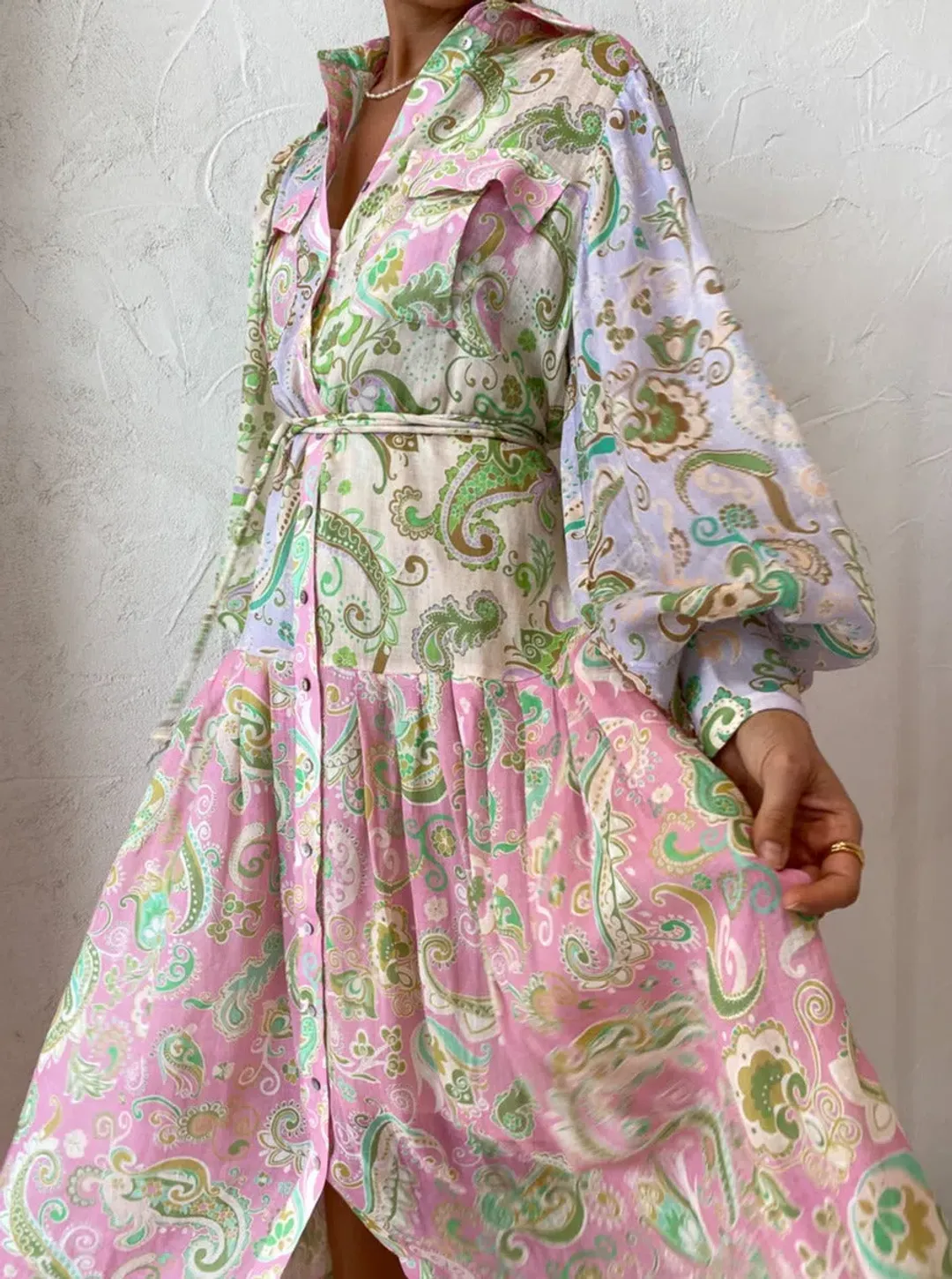 Alemais Marta Patchwork Shirt Dress Multi Size 8  for rent on The Volte - main image