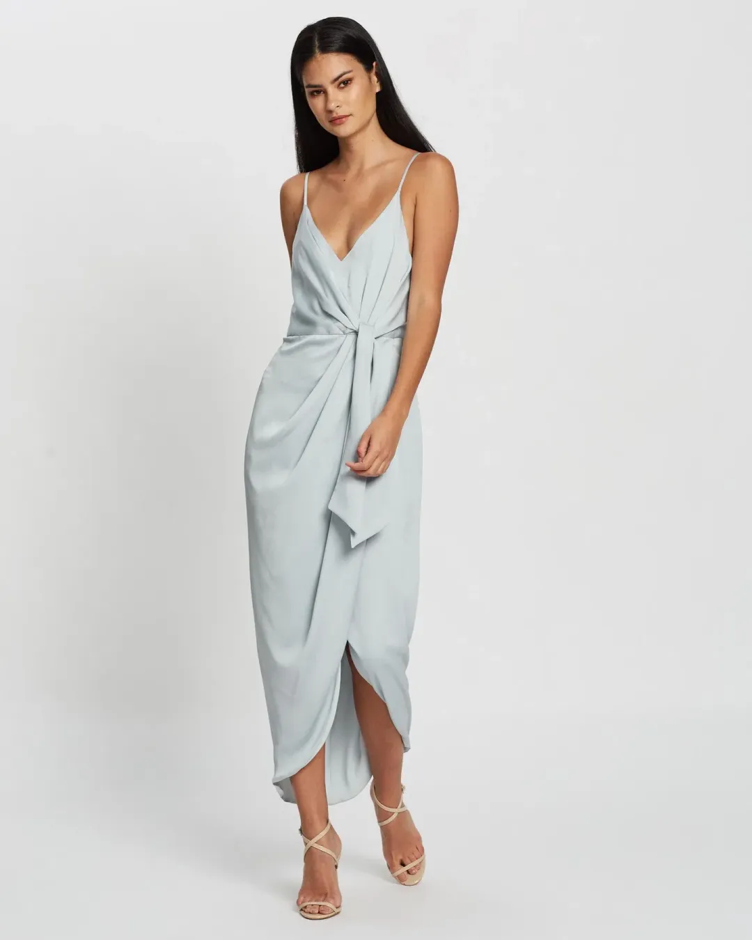 Shona Joy Luxe Tie Front Cocktail Dress Cloud Size 10 for rent on The Volte - main image