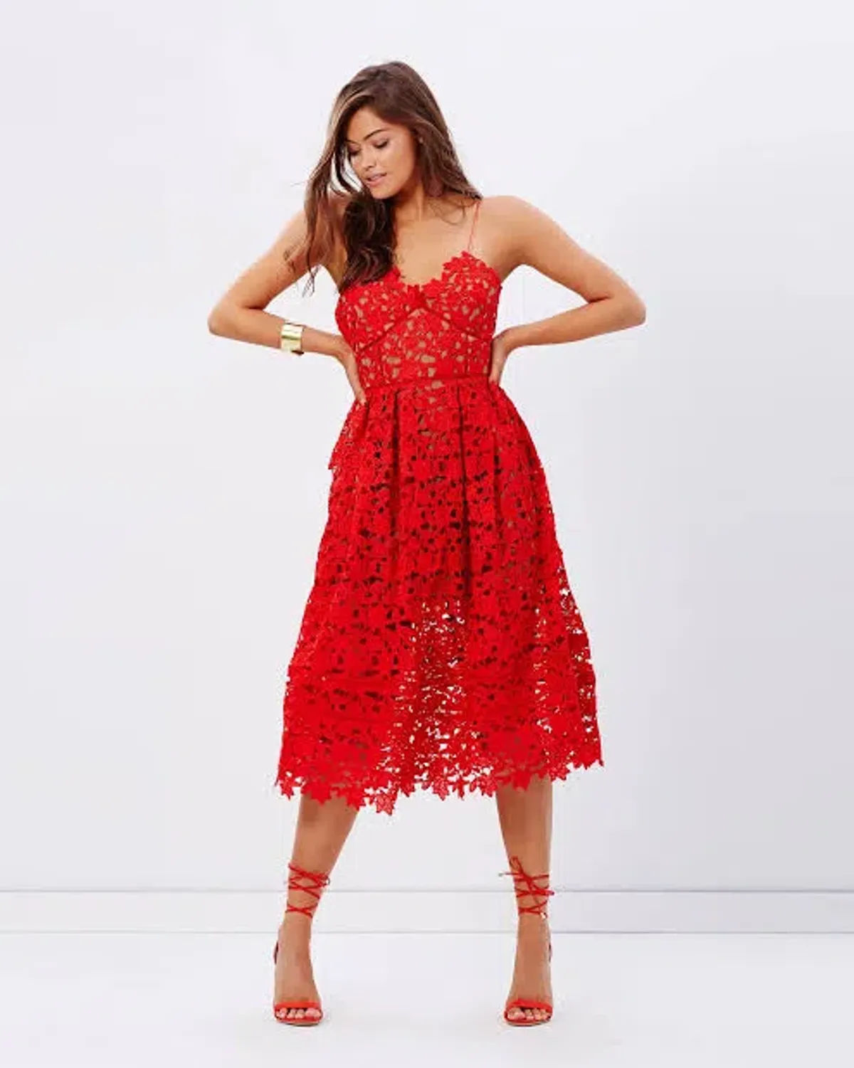 GRACE & HART BELLA FLARE DRESS RED SIZE 14 for rent on The Volte - main image