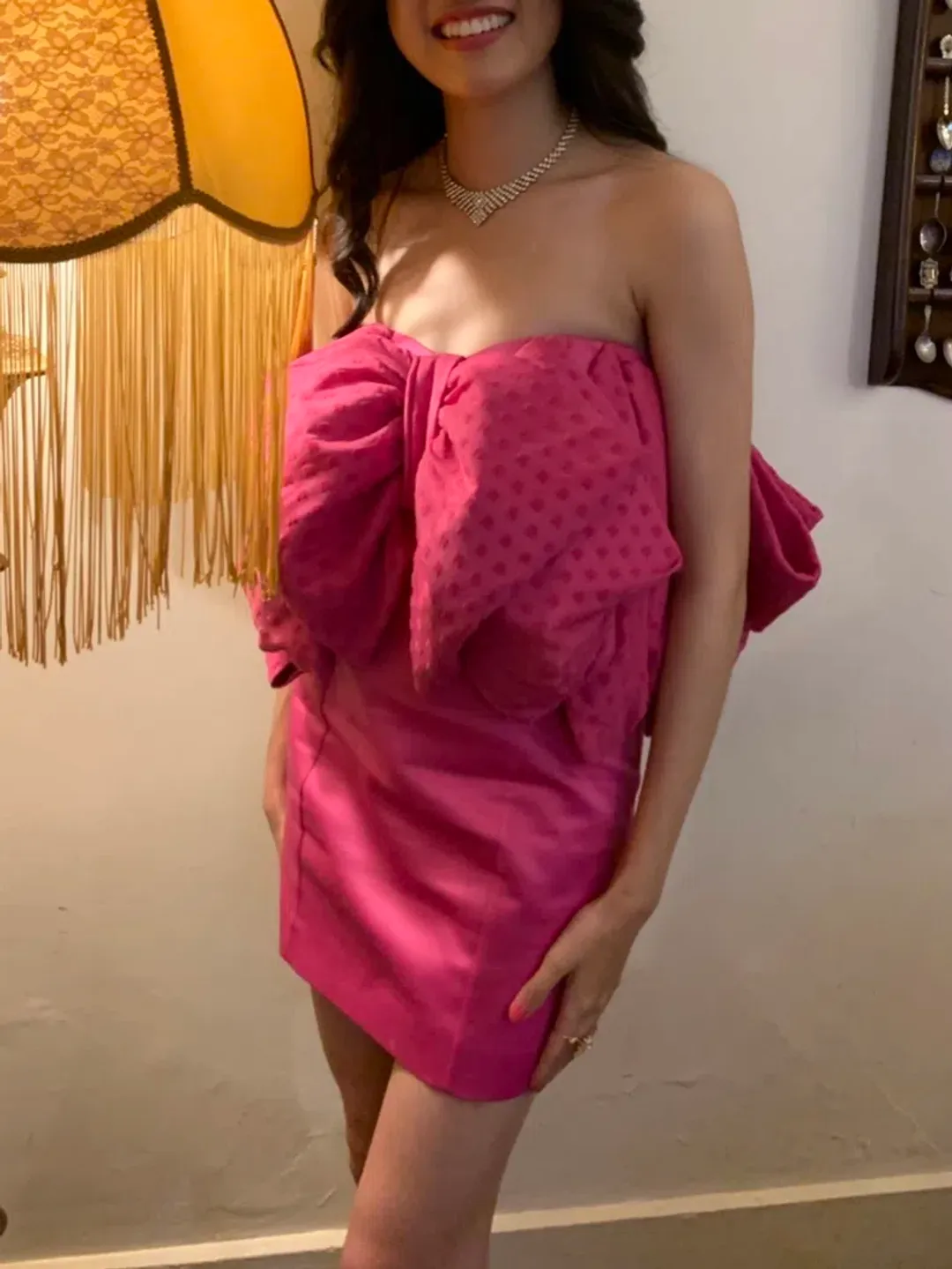 Rotate Natalie Bow Dress Pink Size 8 for rent on The Volte - main image