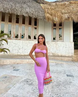 Camila Coelho Helen Top and Midi Skirt Set Soft Lavender Size 8 for rent on The Volte - image 4