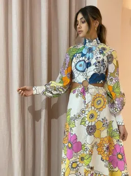 Alemais Farrah Cut Out Midi Dress Multi Size 10  for rent on The Volte - image 5