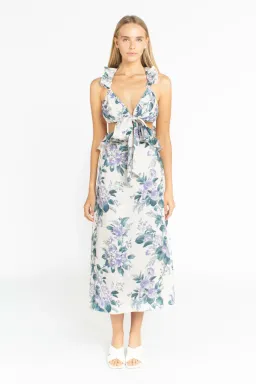 Zimmermann Cassia Ruffle Midi Dress in Hydrangea Floral Print Size 1/Au 10  for rent on The Volte - image 1