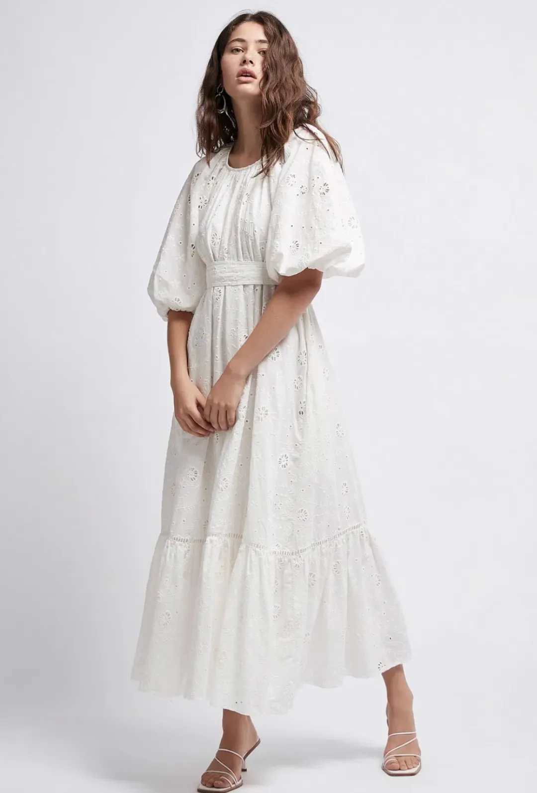 Aje Silvatica Broderie Midi Dress White Size 8 / S for rent on The Volte - main image