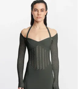 Dion Lee Column Corset Dress Shadow Green Size M / Au 10 for rent on The Volte - image 2