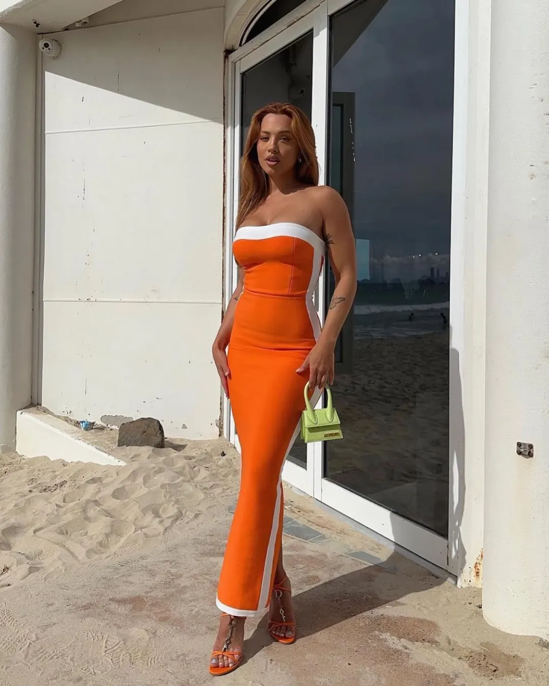 Bianca & Bridgett Ashley Midi Dress Orange Size 6 for rent on The Volte - main image