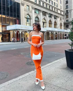 Bianca & Bridgett Ashley Midi Dress Orange Size 6 for rent on The Volte - image 1