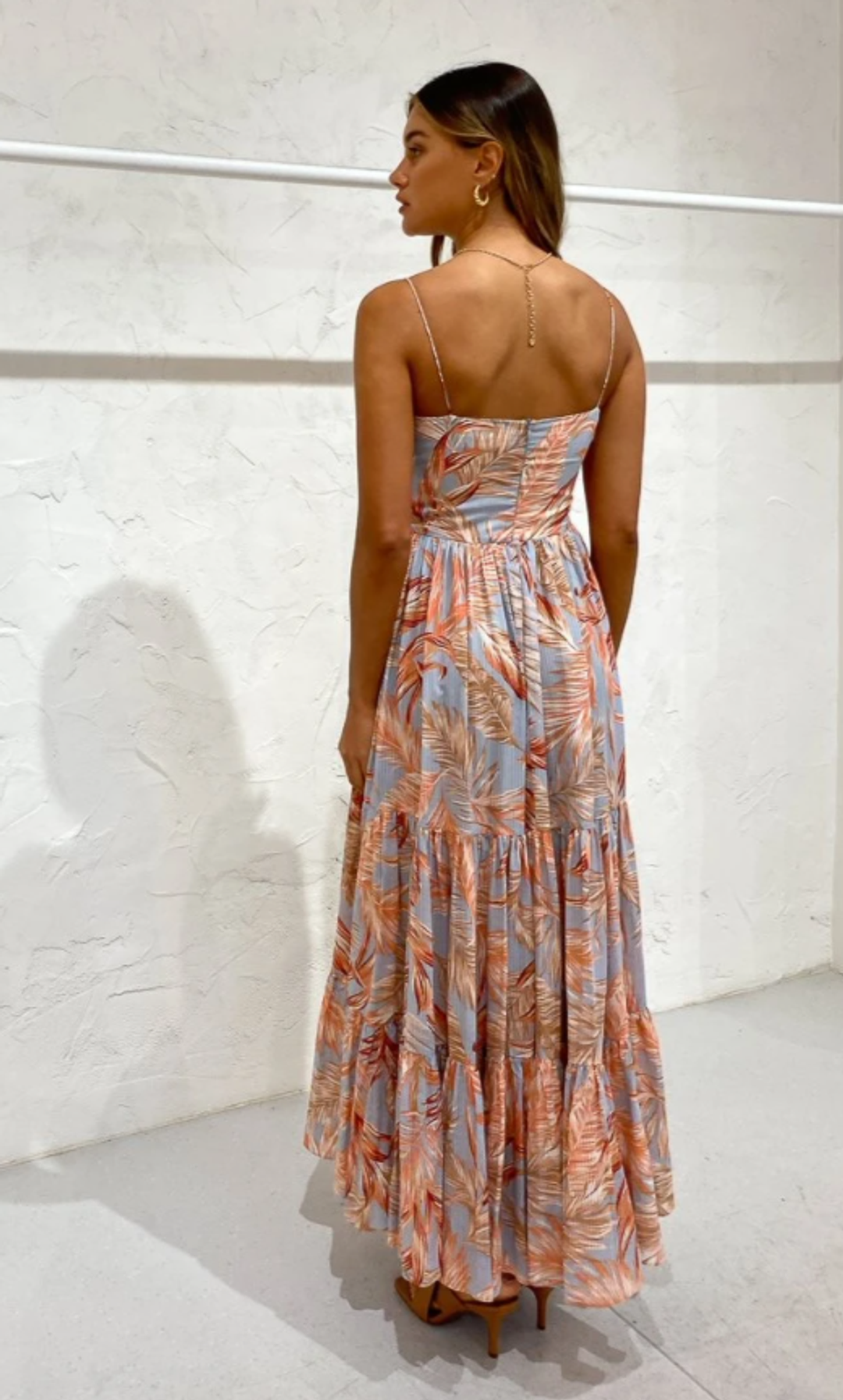 Bec & Bridge Miami Palm Tier Midi Dress Print Size 8 for rent on The Volte - main image