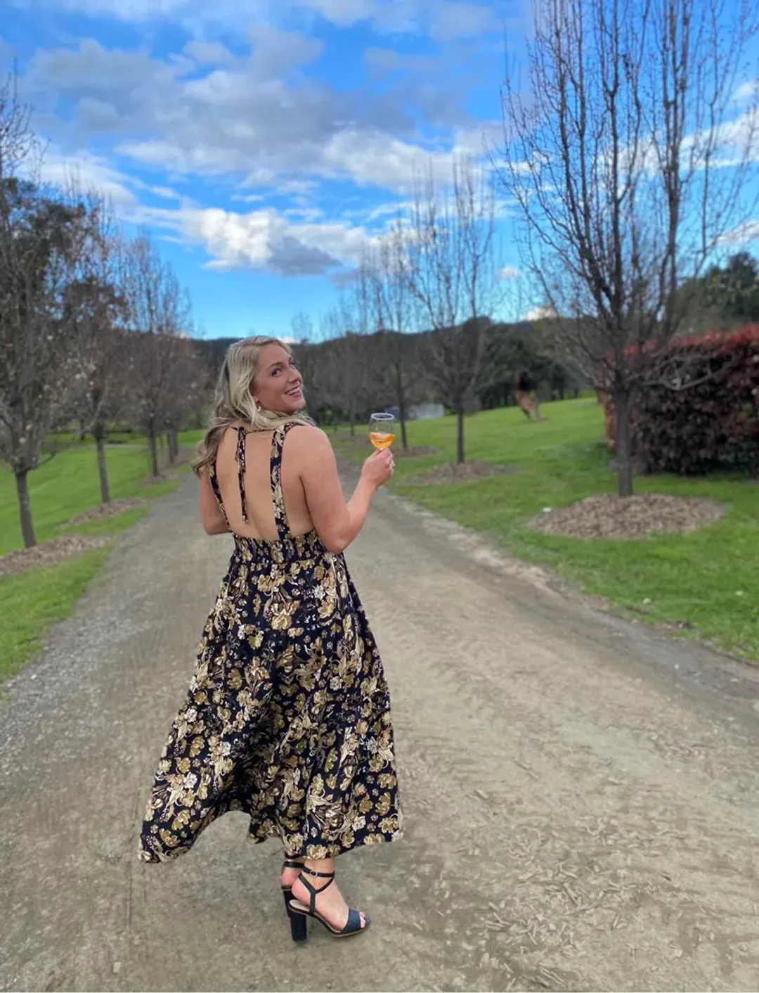 Shona Joy Palermo Linen Plunge Back Midi Dress Palermo Size 14 for rent on The Volte - main image