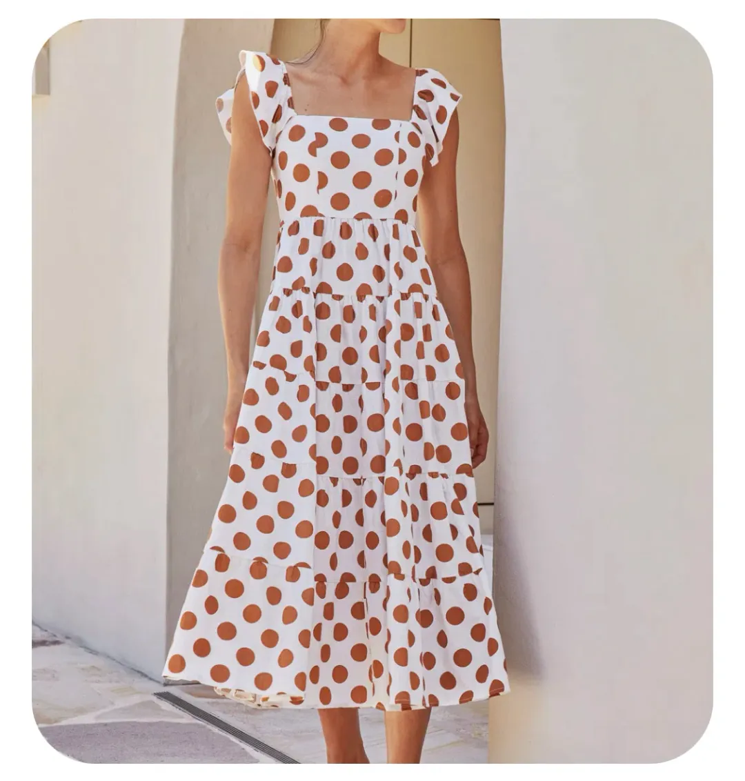 Mister Zimi Gabrielle Dress Tan Spot Size 12 for rent on The Volte - main image