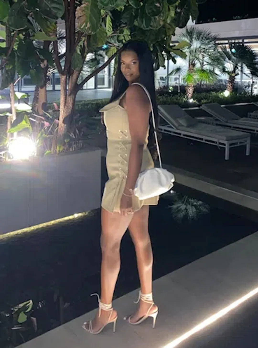 Dion Lee Laced Bonded Mini Dress Sahara Size 10 for rent on The Volte - main image