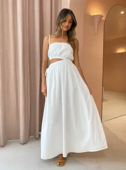 By Nicola Carnivale Elastic Waist Maxi Dress in White Size 10 / M for rent on The Volte - image 2