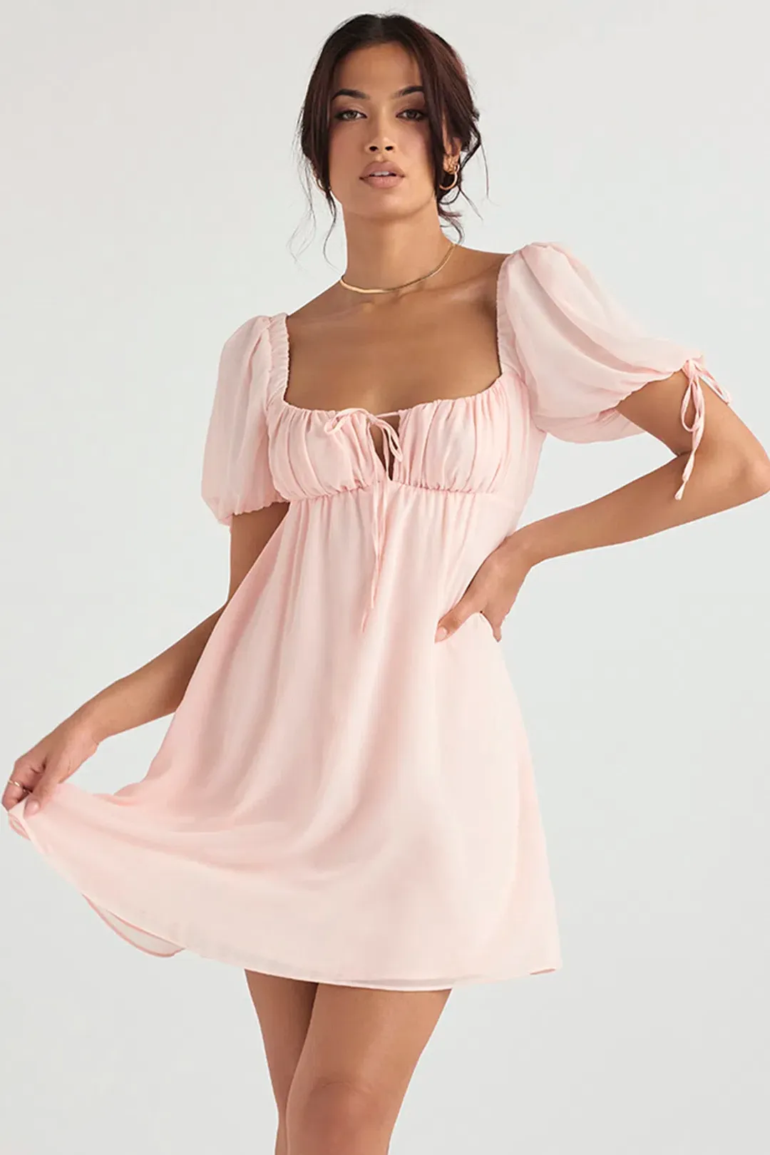 House of CB Princess Mini Dress In Pink Quartz Size 8  for rent on The Volte - main image