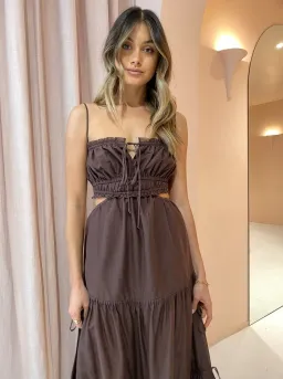Bec & Bridge Alexandra Tie Maxi Dress in Chocolate Size 10 for rent on The Volte - image 2
