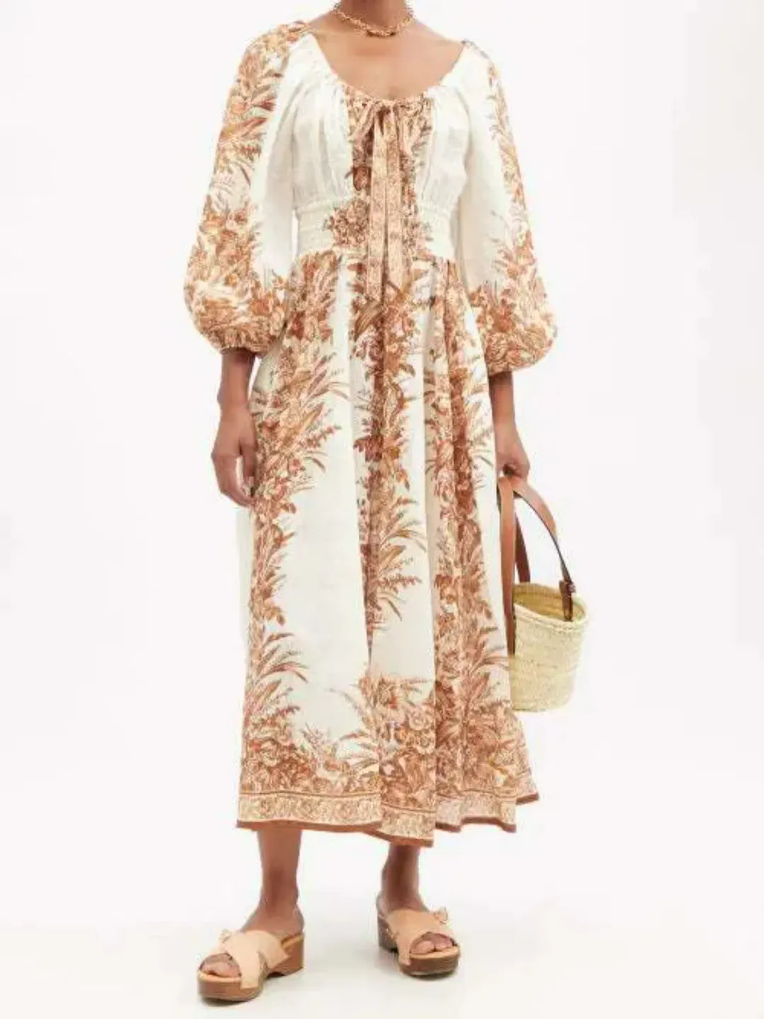 Zimmermann Moonshine Scoop Linen Maxi Dress Caramel Lily Size 0P / AU 6 for rent on The Volte - main image