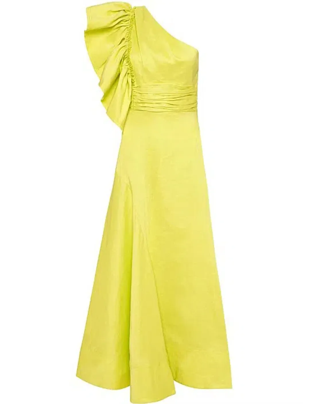 Aje Bonjour Asymmetric Midi Dress Lime Green Size 8  for rent on The Volte - main image