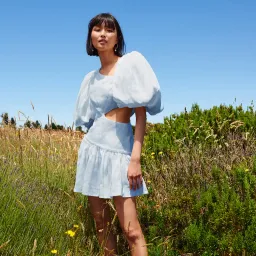 Aje Chateau Cut Out Mini Dress Sky Blue Size 6  for rent on The Volte - image 4