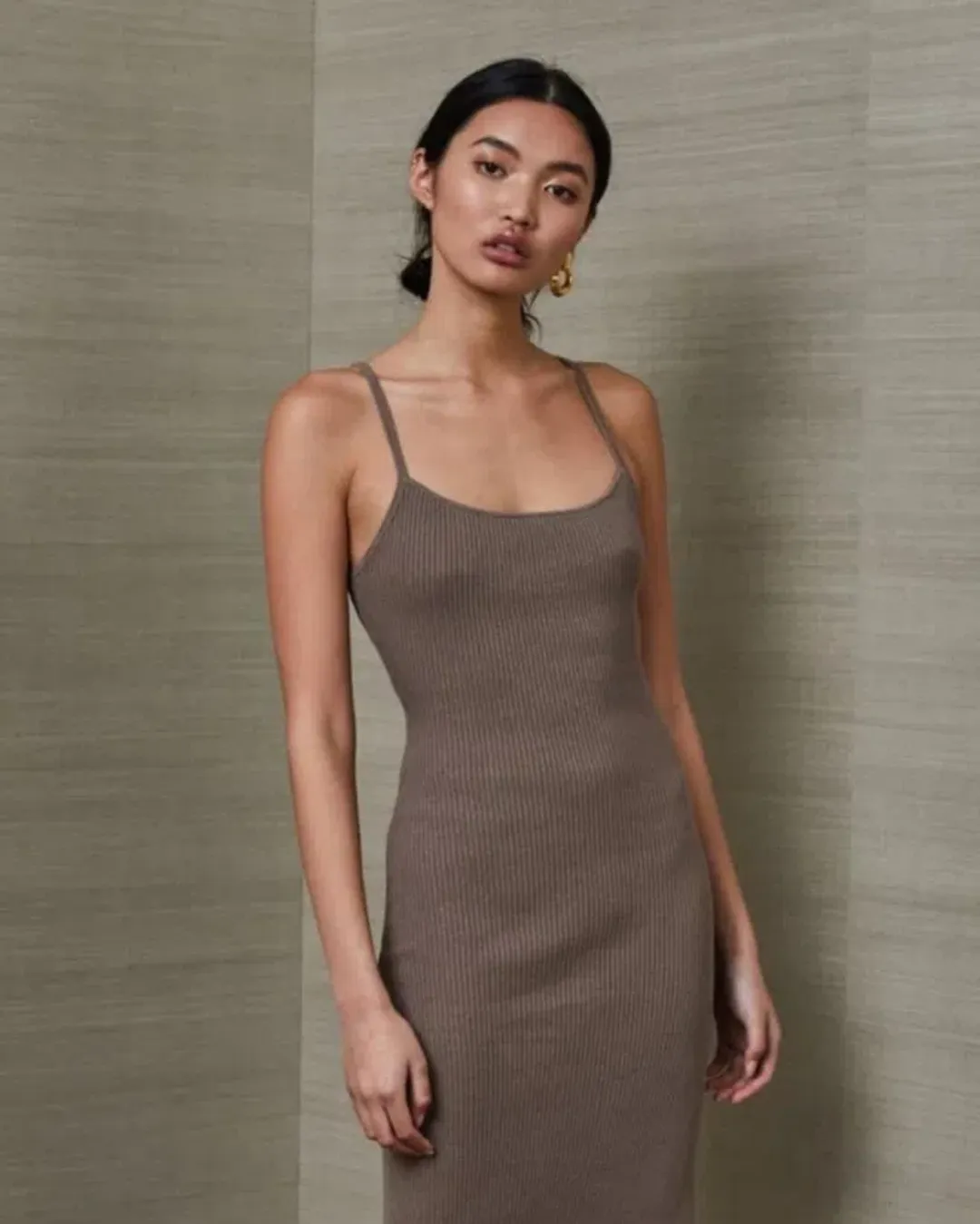 Bec & Bridge Riviera Split Midi Dress Brown Size 8 for rent on The Volte - main image