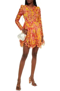 Zimmermann Brightside Rouleaux Mini Dress Gold Ikat Size 1 / Au 10 for rent on The Volte - image 1