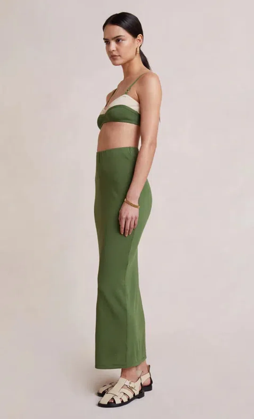 Bec & Bridge Miranda Knit Top and Skirt Set Olive Size 12 for rent on The Volte - main image