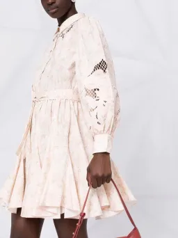 Maje Rebelia Mini Dress Pale Pink/Floral Size 2 / Au 10    for rent on The Volte - image 2