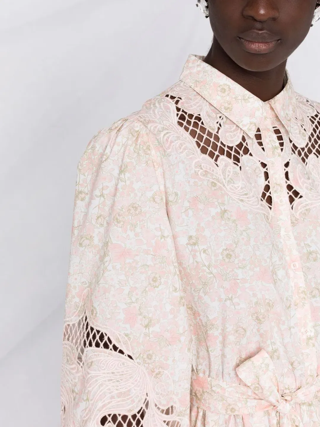 Maje Rebelia Mini Dress Pale Pink/Floral Size 2 / Au 10    for rent on The Volte - main image