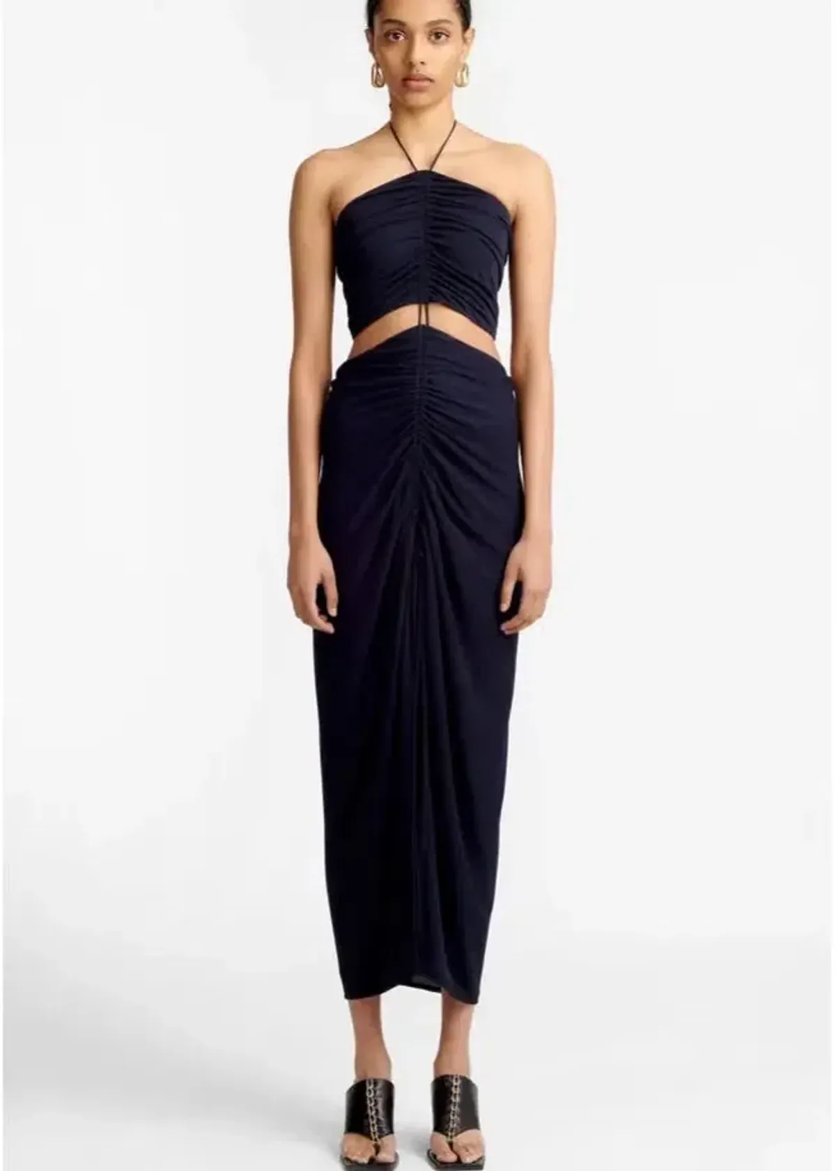 Dion Lee Gathered Dress Black Size 8  for rent on The Volte - main image