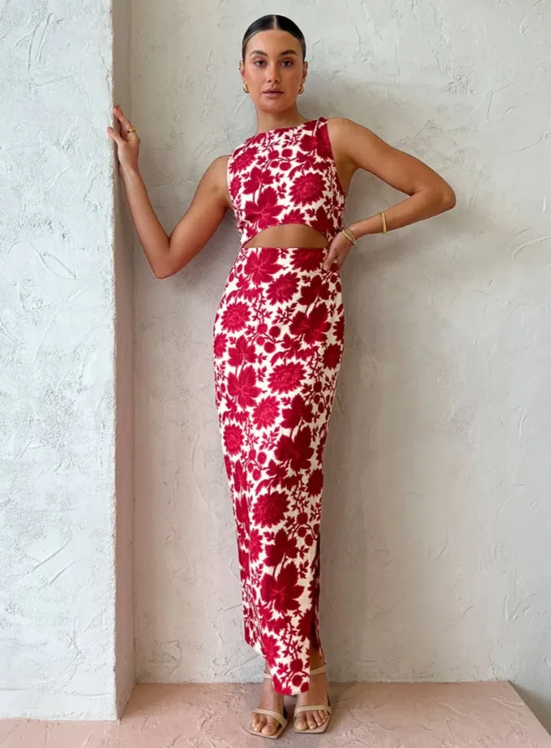 Sir the Label Cinta Cut Out Midi Dress Valentina Floral Print Size 8 for rent on The Volte - main image