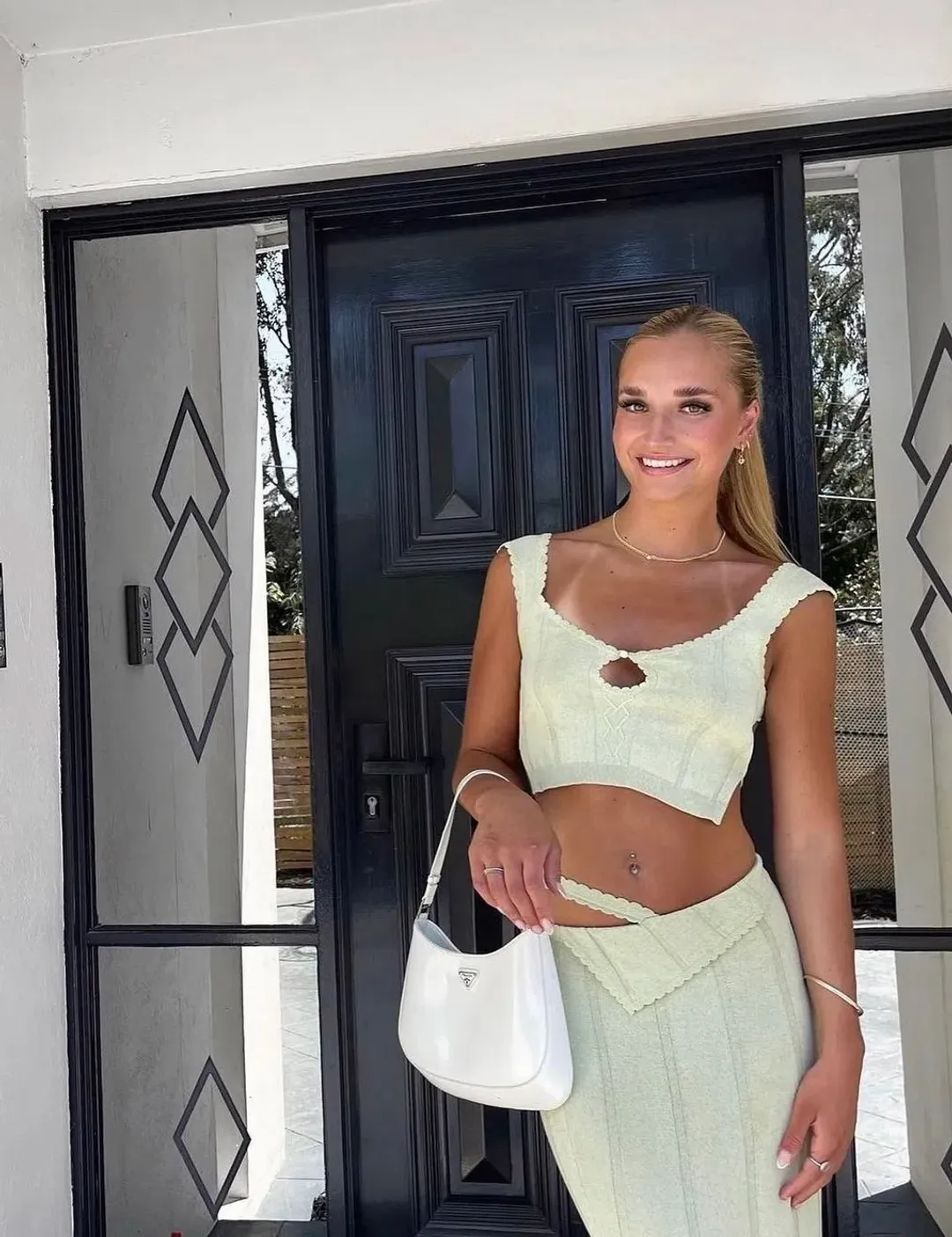 Prada Cleo Brushed Leather Shoulder Bag Chalk for rent on The Volte - main image