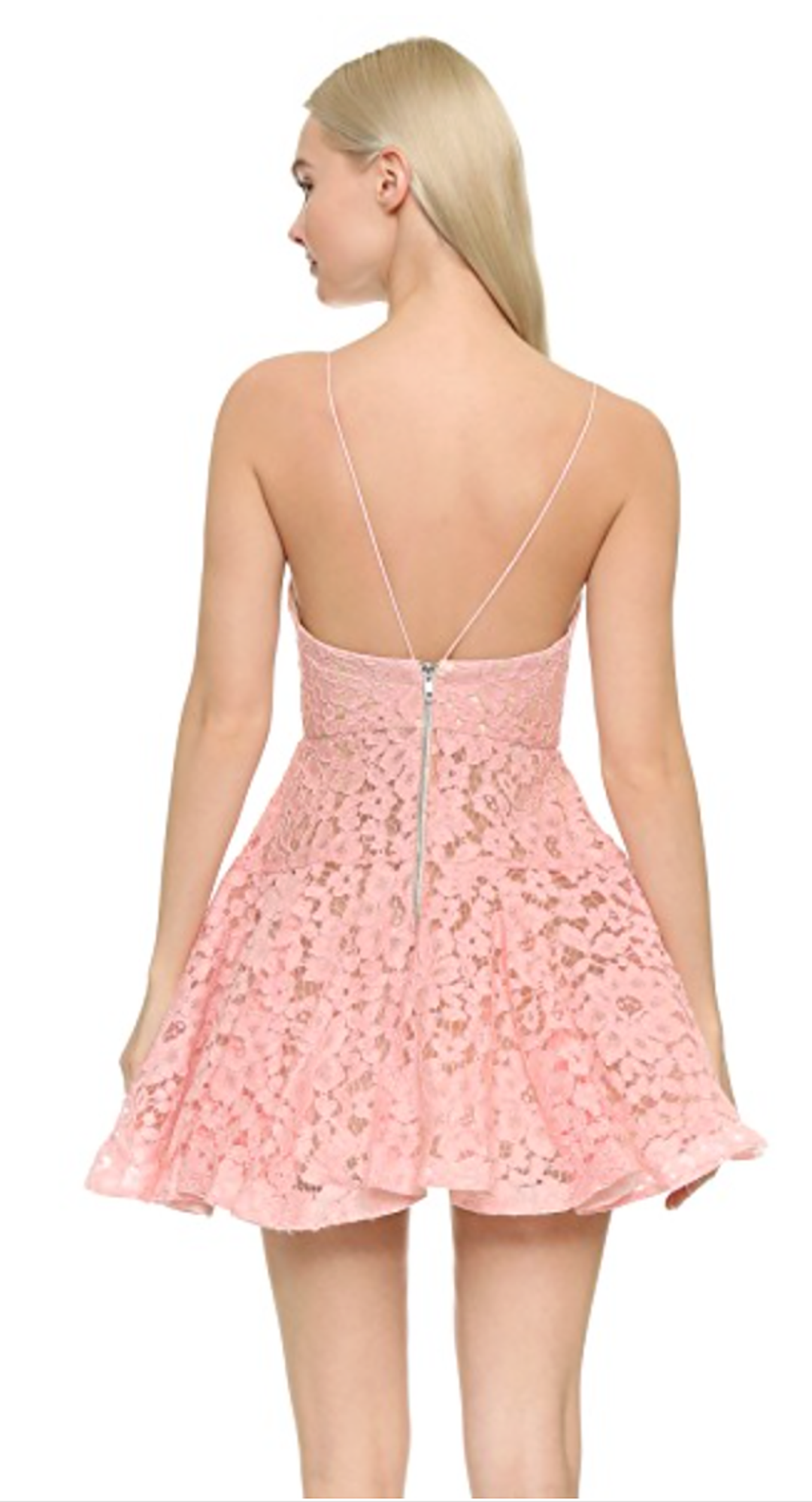 Alex Perry Leisa Lace Flip Mini Dress Candy Pink Size 10 for rent on The Volte - main image