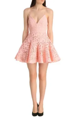 Alex Perry Leisa Lace Flip Mini Dress Candy Pink Size 10 for rent on The Volte - image 1