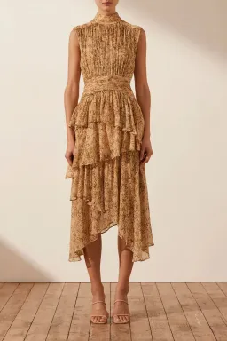 Shona Joy Louise Sleeveless Ruched Midi Dress Print Size 12 for rent on The Volte - image 1