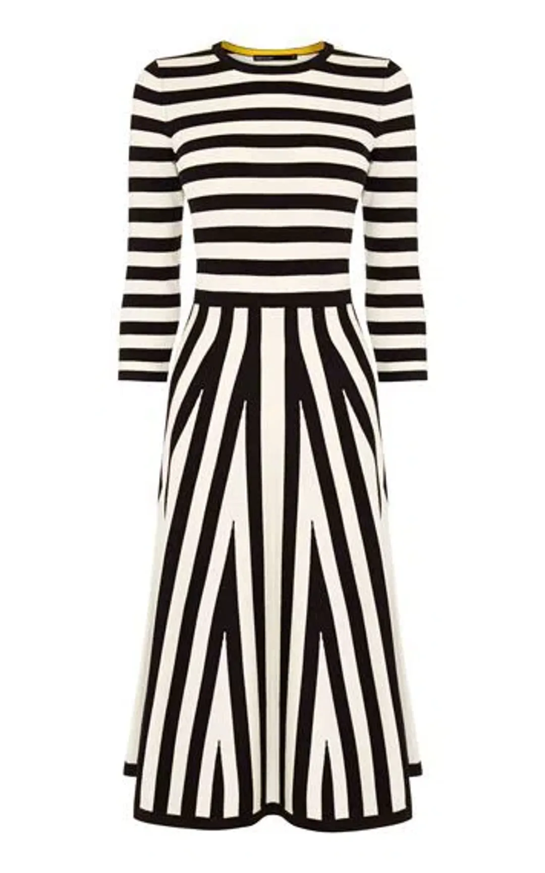 Karen Millen Striped Knit Midi Dress Black/White Size L / Au 12 for rent on The Volte - main image